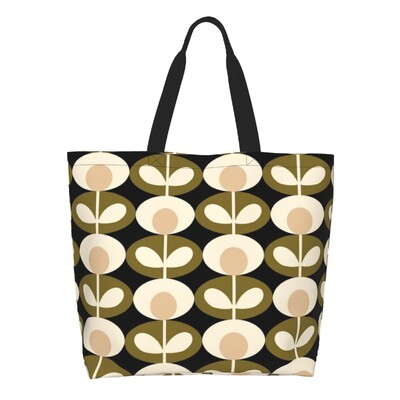 Orla Kiely apstraktna platnena torba za kupnju s više stabljika velikog kapaciteta, skandinavske geometrijske torbe za kupnju iz sredine stoljeća