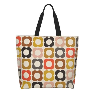 Orla Kiely apstraktna platnena torba za kupnju s više stabljika velikog kapaciteta, skandinavske geometrijske torbe za kupnju iz sredine stoljeća