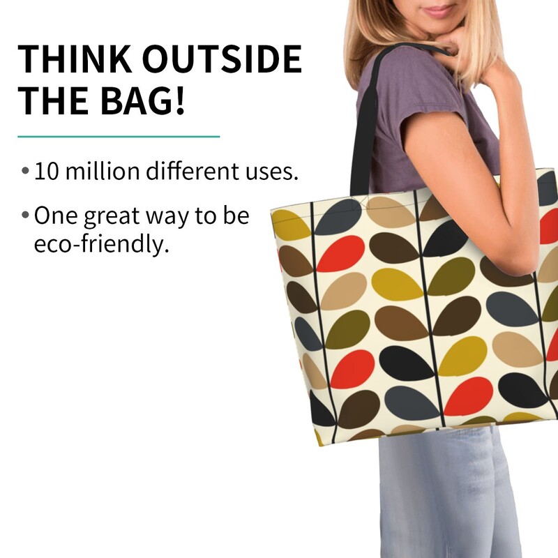 Orla Kiely apstraktna platnena torba za kupnju s više stabljika velikog kapaciteta, skandinavske geometrijske torbe za kupnju iz sredine stoljeća