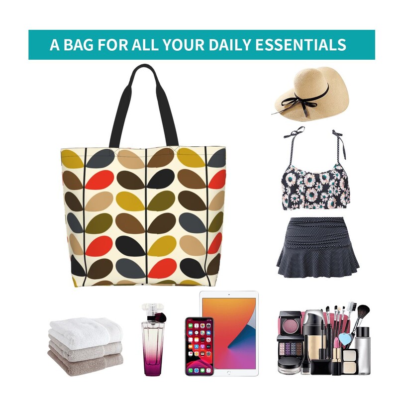 Orla Kiely apstraktna platnena torba za kupnju s više stabljika velikog kapaciteta, skandinavske geometrijske torbe za kupnju iz sredine stoljeća