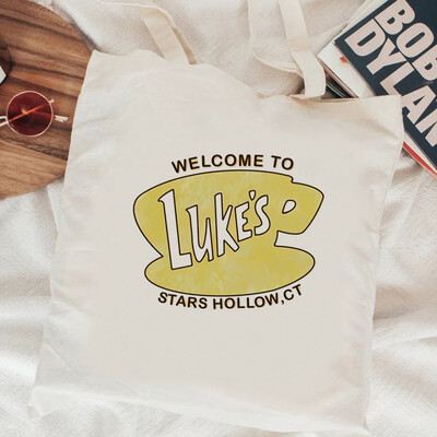 Geantă de cumpărături Gilmore Girls, geantă de iuta, geantă de bumbac, geantă de cumpărături, geantă de iuta, țesătură, sac cabas sac toile