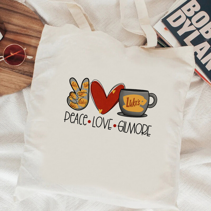 Geantă de cumpărături Gilmore Girls, geantă de iuta, geantă de bumbac, geantă de cumpărături, geantă de iuta, țesătură, sac cabas sac toile