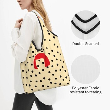 Персонализирани чанти за пазаруване на хранителни стоки Yayoi Kusama Kawaii Shopper Shoulder Tote Bag Голям капацитет Преносима дамска чанта с абстрактна живопис