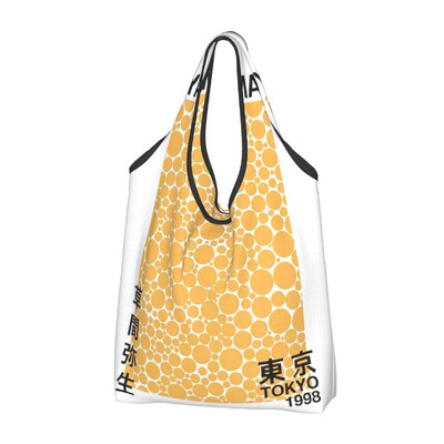 Genți de cumpărături personalizate Yayoi Kusama pentru cumpărături Kawaii, geantă de umăr, geantă portabilă cu pictură abstractă, de mare capacitate