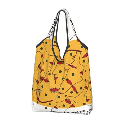 Genți de cumpărături personalizate Yayoi Kusama pentru cumpărături Kawaii, geantă de umăr, geantă portabilă cu pictură abstractă, de mare capacitate