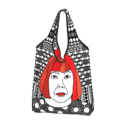 Genți de cumpărături personalizate Yayoi Kusama pentru cumpărături Kawaii, geantă de umăr, geantă portabilă cu pictură abstractă, de mare capacitate