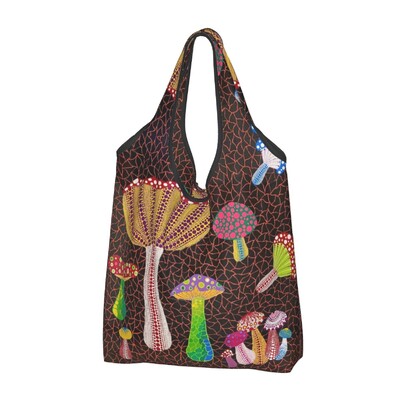 Genți de cumpărături personalizate Yayoi Kusama pentru cumpărături Kawaii, geantă de umăr, geantă portabilă cu pictură abstractă, de mare capacitate