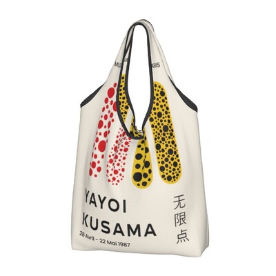 Genți de cumpărături personalizate Yayoi Kusama pentru cumpărături Kawaii, geantă de umăr, geantă portabilă cu pictură abstractă, de mare capacitate