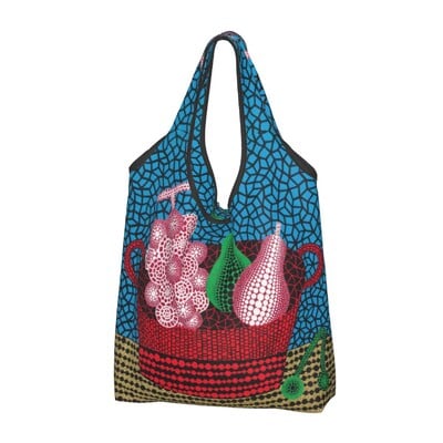 Genți de cumpărături personalizate Yayoi Kusama pentru cumpărături Kawaii, geantă de umăr, geantă portabilă cu pictură abstractă, de mare capacitate