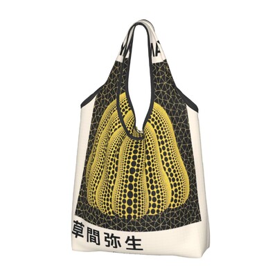 Genți de cumpărături personalizate Yayoi Kusama pentru cumpărături Kawaii, geantă de umăr, geantă portabilă cu pictură abstractă, de mare capacitate