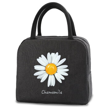 Преносима чанта за обяд Термоизолирана кутия за обяд Tote Cooler Ръчна чанта Daisy Print Bento Pouch Контейнер за вечеря Чанти за съхранение на храна