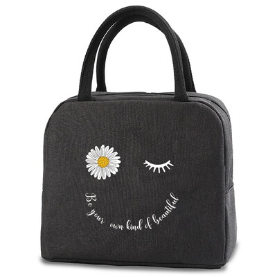 Geantă portabilă pentru prânz, cu izolație termică, cutie de prânz, geantă de mână, cu imprimare cu margarete, husă Bento, container pentru cină, pungi pentru depozitarea alimentelor