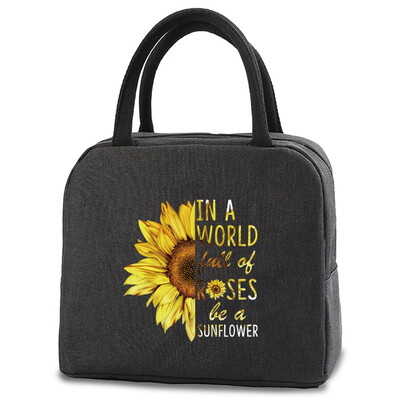 Geantă portabilă pentru prânz, cu izolație termică, cutie de prânz, geantă de mână, cu imprimare cu margarete, husă Bento, container pentru cină, pungi pentru depozitarea alimentelor