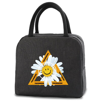 Geantă portabilă pentru prânz, cu izolație termică, cutie de prânz, geantă de mână, cu imprimare cu margarete, husă Bento, container pentru cină, pungi pentru depozitarea alimentelor