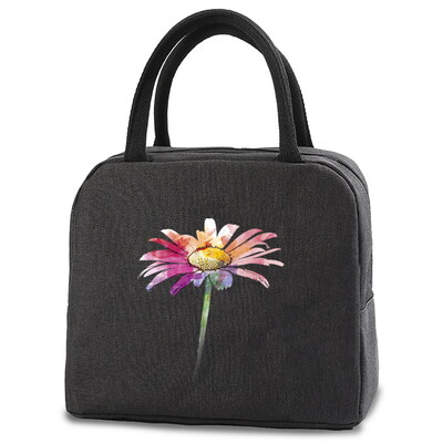 Geantă portabilă pentru prânz, cu izolație termică, cutie de prânz, geantă de mână, cu imprimare cu margarete, husă Bento, container pentru cină, pungi pentru depozitarea alimentelor