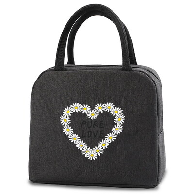 Geantă portabilă pentru prânz, cu izolație termică, cutie de prânz, geantă de mână, cu imprimare cu margarete, husă Bento, container pentru cină, pungi pentru depozitarea alimentelor