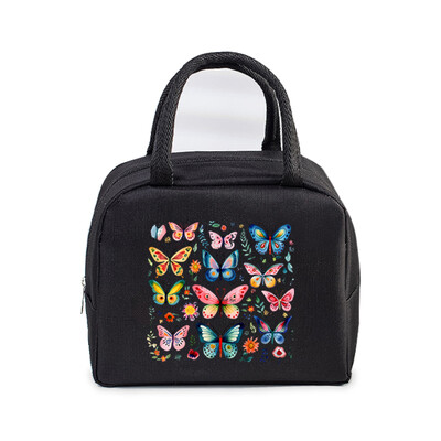 Vintage Butterfly Lõunakott Üliõpilaskontor Naised Mehed Bento Pouch Esteetika Liblika isolatsioon Kaasaskantavad piknikutoidud Lõunakotid