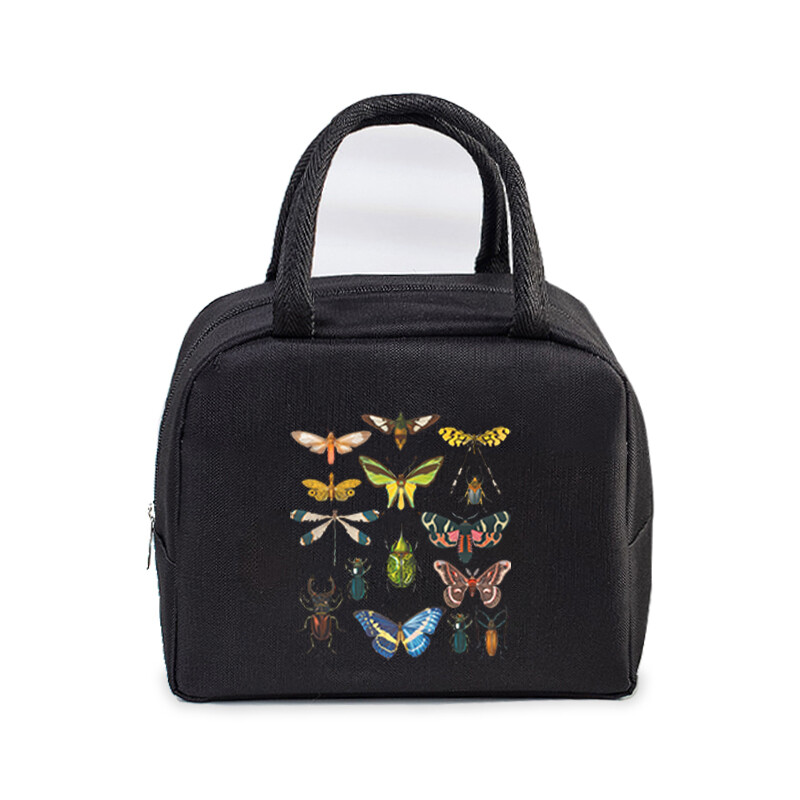 Geantă de prânz cu fluture vintage, birou pentru studenți, femei, bărbați, husă Bento, estetică, izolație cu fluture, pungi portabile pentru picnic pentru mâncare.