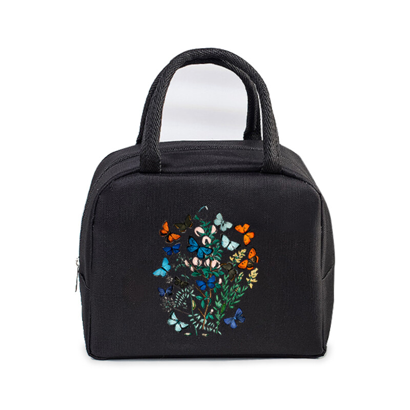 Geantă de prânz cu fluture vintage, birou pentru studenți, femei, bărbați, husă Bento, estetică, izolație cu fluture, pungi portabile pentru picnic pentru mâncare.