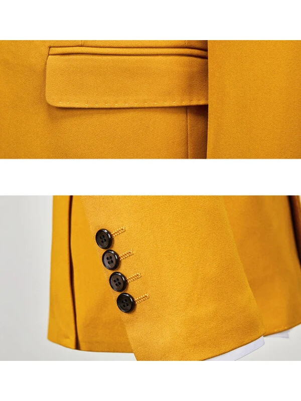 ( Jachetă + Pantaloni ) Boutique Fashion Culoare uni Rochie de mireasă cu piept dublu Costum de mire Set două piese Costum de afaceri casual pentru bărbați