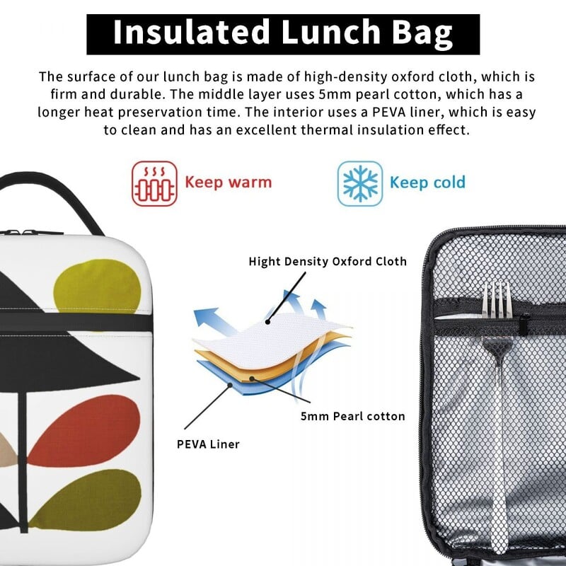 Orla Kiely stiebas ir paukščiai izoliuoti priešpiečių krepšiai kempingo kelionei Skandinaviško stiliaus nešiojamas aušintuvas, terminis Bento Box, moteriškas vaikams