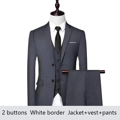 Costum pentru bărbați Set de sacouri elegante nuntă de lux 3 bucăți 2024 de înaltă calitate pentru afaceri, vestă formală, pantaloni, haine pline, jachete, costum