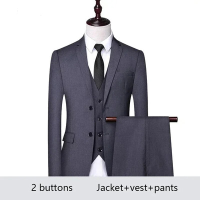 Costum pentru bărbați Set de sacouri elegante nuntă de lux 3 bucăți 2024 de înaltă calitate pentru afaceri, vestă formală, pantaloni, haine pline, jachete, costum