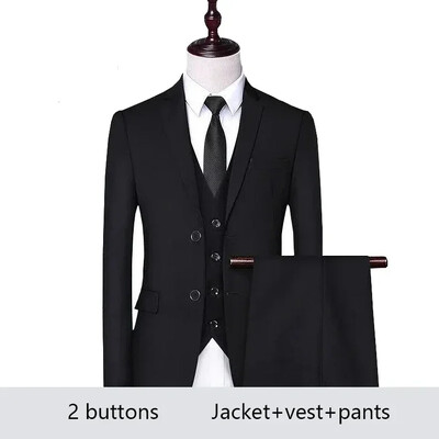 Costum pentru bărbați Set de sacouri elegante nuntă de lux 3 bucăți 2024 de înaltă calitate pentru afaceri, vestă formală, pantaloni, haine pline, jachete, costum