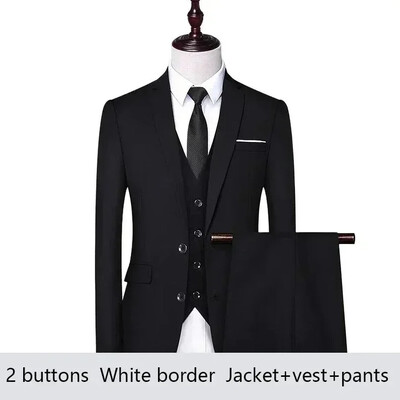 Costum pentru bărbați Set de sacouri elegante nuntă de lux 3 bucăți 2024 de înaltă calitate pentru afaceri, vestă formală, pantaloni, haine pline, jachete, costum