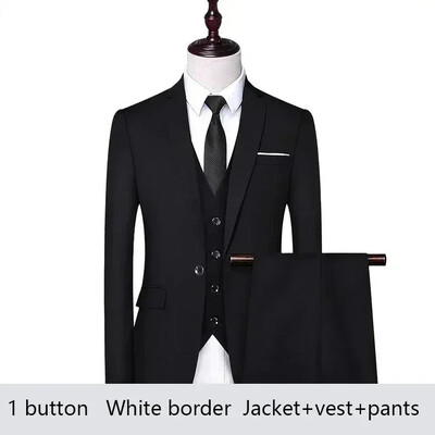 Costum pentru bărbați Set de sacouri elegante nuntă de lux 3 bucăți 2024 de înaltă calitate pentru afaceri, vestă formală, pantaloni, haine pline, jachete, costum