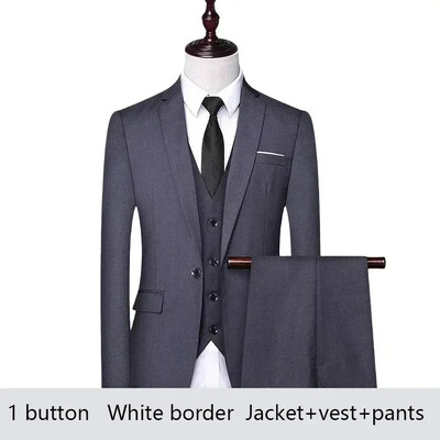 Costum pentru bărbați Set de sacouri elegante nuntă de lux 3 bucăți 2024 de înaltă calitate pentru afaceri, vestă formală, pantaloni, haine pline, jachete, costum