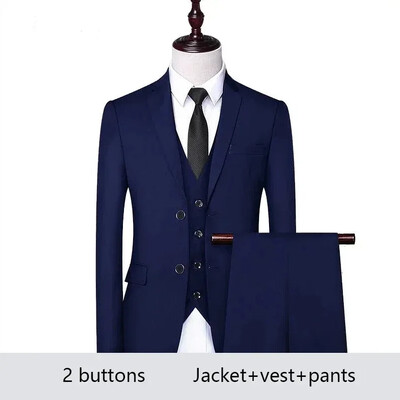 Costum pentru bărbați Set de sacouri elegante nuntă de lux 3 bucăți 2024 de înaltă calitate pentru afaceri, vestă formală, pantaloni, haine pline, jachete, costum
