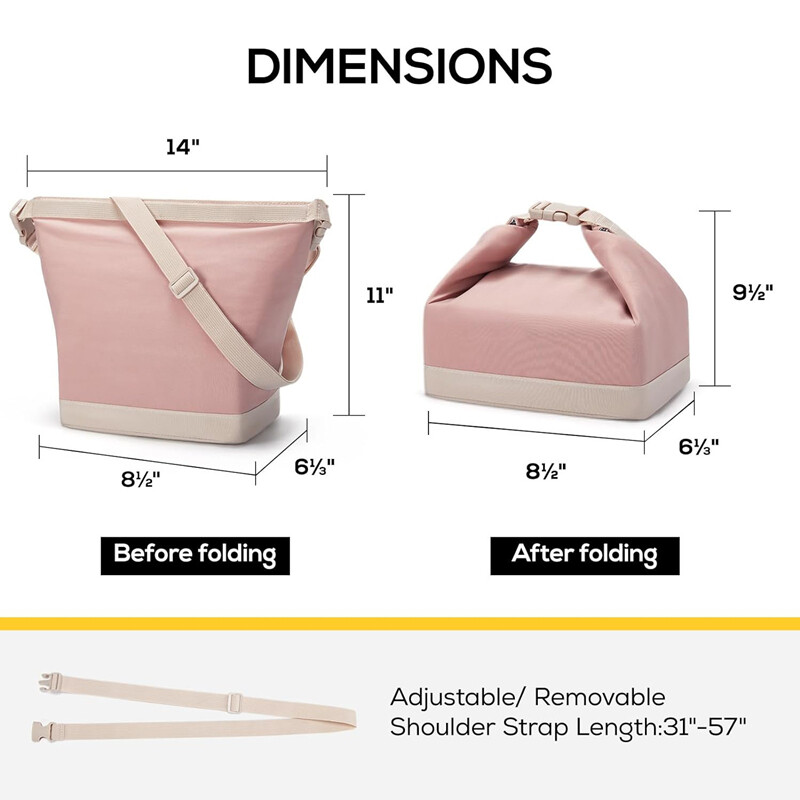 Pārnēsājama pusdienu soma ar sprādzi Izturīga, izolēta pusdienu kastīte Tote Cooler rokassomiņa Termiskā Bento maisiņš pārtikas pārnēsāšanas plecu somas
