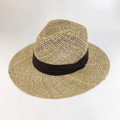 Καλοκαιρινό καπέλο για γυναίκες Αναπνεύσιμο κούφιο καπέλο Panama για άντρες Καπέλο για διακοπές στην παραλία Ψάθινο καπέλο αντηλιακό καπέλο Sombrero Hombre