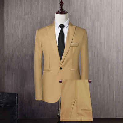 2 bucăți/set toamnă iarnă pentru bărbați blazer cu rever cu mânecă lungă cu buzunare cu un singur buton costum bărbați haină slim fit cu umăr complet ținută masculină