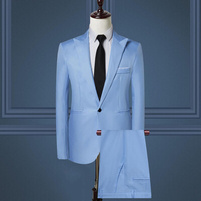 2 bucăți/set toamnă iarnă pentru bărbați blazer cu rever cu mânecă lungă cu buzunare cu un singur buton costum bărbați haină slim fit cu umăr complet ținută masculină