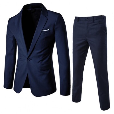 2 bucăți/set toamnă iarnă pentru bărbați blazer cu rever cu mânecă lungă cu buzunare cu un singur buton costum bărbați haină slim fit cu umăr complet ținută masculină