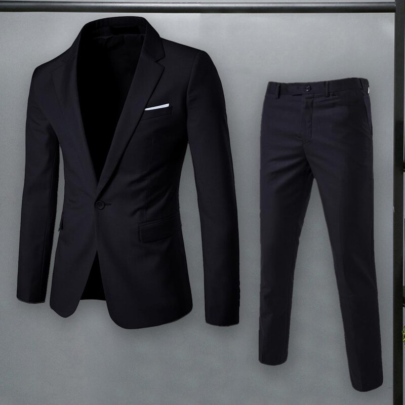2 bucăți/set toamnă iarnă pentru bărbați blazer cu rever cu mânecă lungă cu buzunare cu un singur buton costum bărbați haină slim fit cu umăr complet ținută masculină