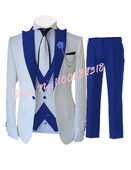 2024 Costume albe personalizate pentru bărbați Set 3 piese Slim Fit Nunta formală Cel mai bun bărbat Mire Tuxedo Moda de lux (Blazer+Vest+Pantaloni)