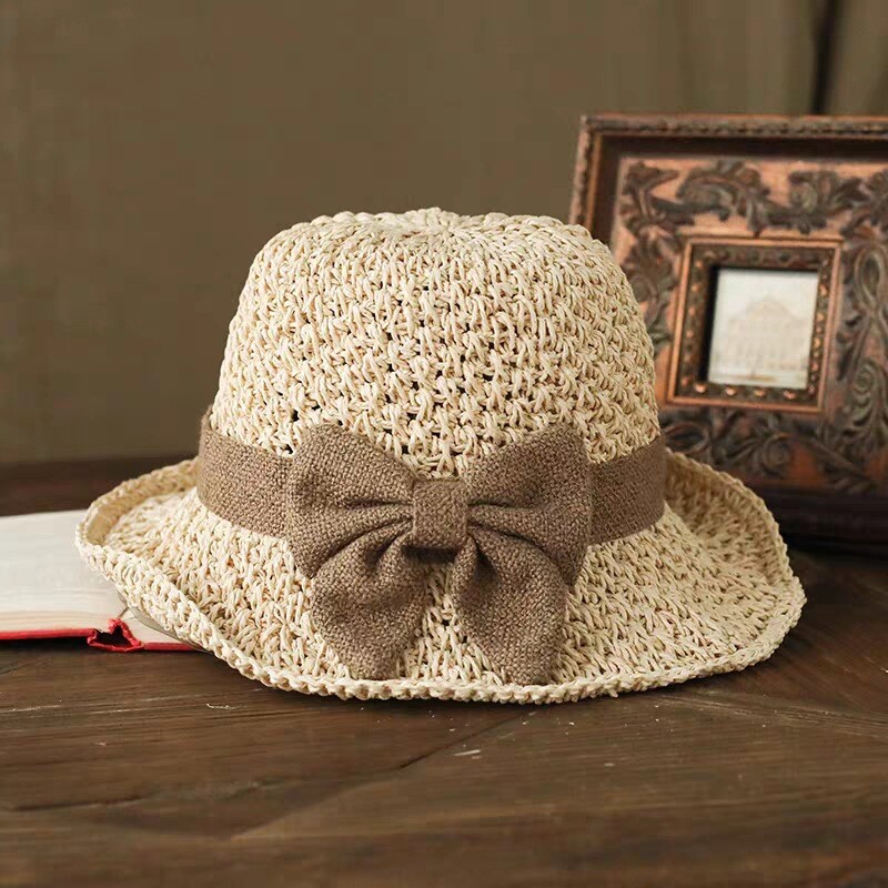 2023 m. vasaros kepurė nuo saulės Bow Skrybėlė nuo saulės Moterų vasaros Panamos šiaudinės kepurės Moteriškos paplūdimio kepurė Vasarinė kepurė nuo UV spindulių blokuojanti kepurė moterims