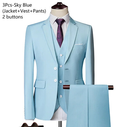 Costume pentru bărbați pentru nuntă, afaceri, 2 piese, sacouri elegante, 3 seturi, formale, pline, haine de căsătorie, pantaloni, jachete, costum de lux