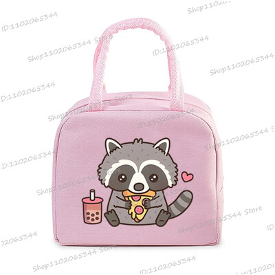 Prijenosna torbica s crtanim filmom za pizzu i rakuna, termo kutija za ručak, torba za žene, studentice, bento, izolacijske torbe za pohranu, torba za ručak za djecu