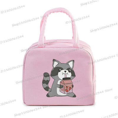 Prijenosna torbica s crtanim filmom za pizzu i rakuna, termo kutija za ručak, torba za žene, studentice, bento, izolacijske torbe za pohranu, torba za ručak za djecu