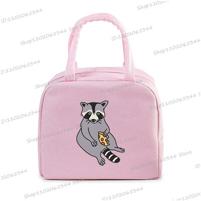 Prijenosna torbica s crtanim filmom za pizzu i rakuna, termo kutija za ručak, torba za žene, studentice, bento, izolacijske torbe za pohranu, torba za ručak za djecu