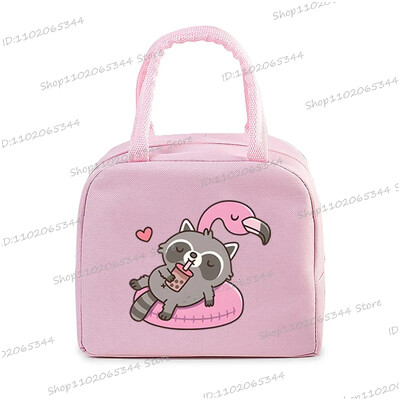 Prijenosna torbica s crtanim filmom za pizzu i rakuna, termo kutija za ručak, torba za žene, studentice, bento, izolacijske torbe za pohranu, torba za ručak za djecu