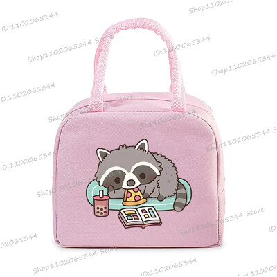 Prijenosna torbica s crtanim filmom za pizzu i rakuna, termo kutija za ručak, torba za žene, studentice, bento, izolacijske torbe za pohranu, torba za ručak za djecu