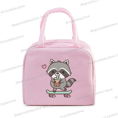 Prijenosna torbica s crtanim filmom za pizzu i rakuna, termo kutija za ručak, torba za žene, studentice, bento, izolacijske torbe za pohranu, torba za ručak za djecu