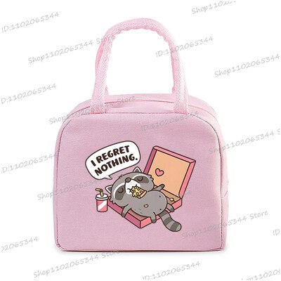 Prijenosna torbica s crtanim filmom za pizzu i rakuna, termo kutija za ručak, torba za žene, studentice, bento, izolacijske torbe za pohranu, torba za ručak za djecu