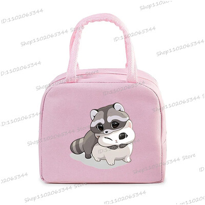 Prijenosna torbica s crtanim filmom za pizzu i rakuna, termo kutija za ručak, torba za žene, studentice, bento, izolacijske torbe za pohranu, torba za ručak za djecu