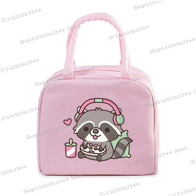 Prijenosna torbica s crtanim filmom za pizzu i rakuna, termo kutija za ručak, torba za žene, studentice, bento, izolacijske torbe za pohranu, torba za ručak za djecu